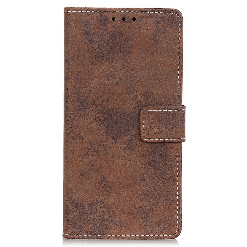 Capa Flip Para iPhone 13 Pro Max Efeito Couro Vintage