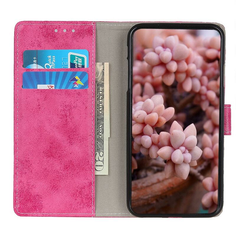 Capa Flip Para iPhone 13 Pro Max Efeito Couro Vintage