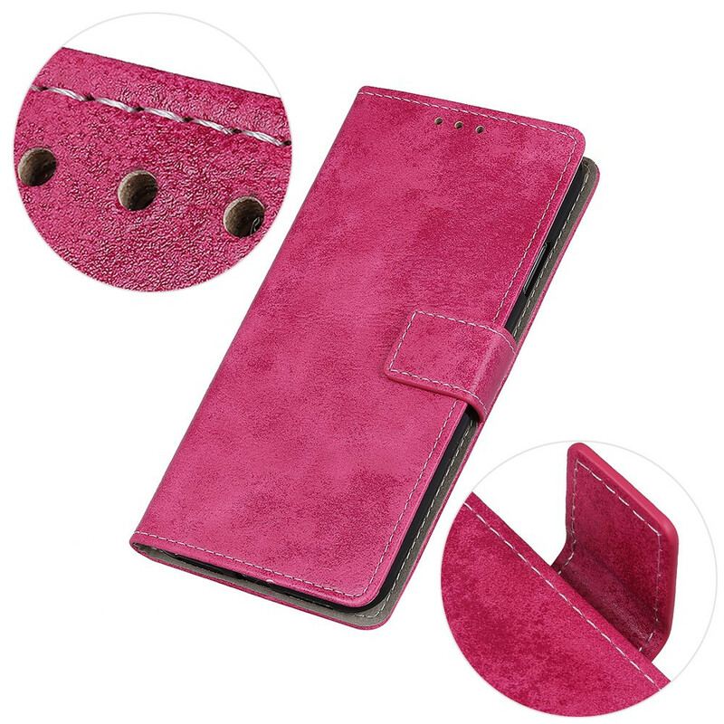 Capa Flip Para iPhone 13 Pro Max Efeito Couro Vintage