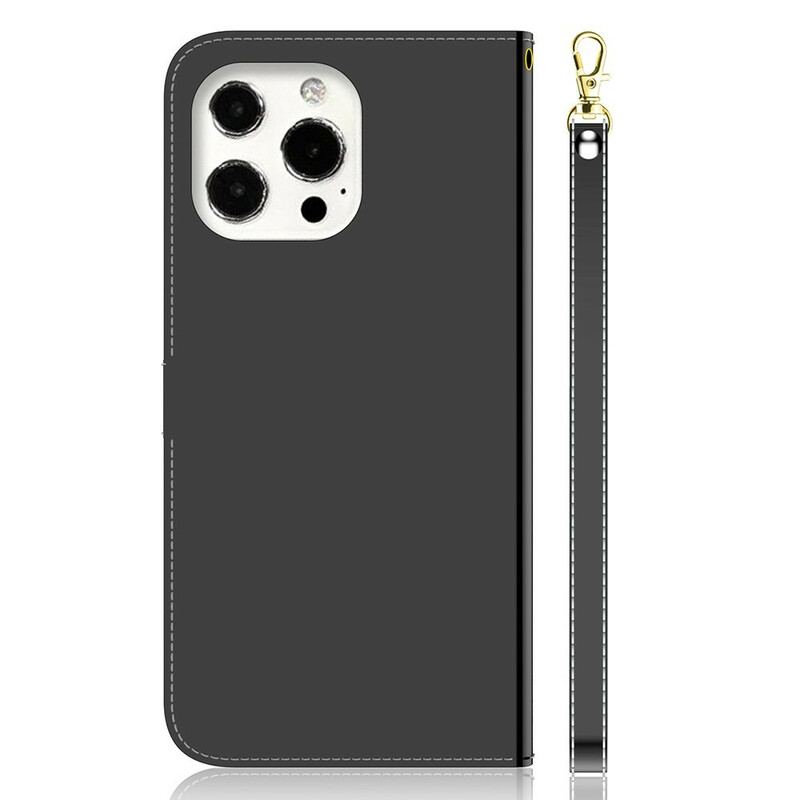 Capa Flip Para iPhone 13 Pro Max Capa De Espelho De Couro Sintético