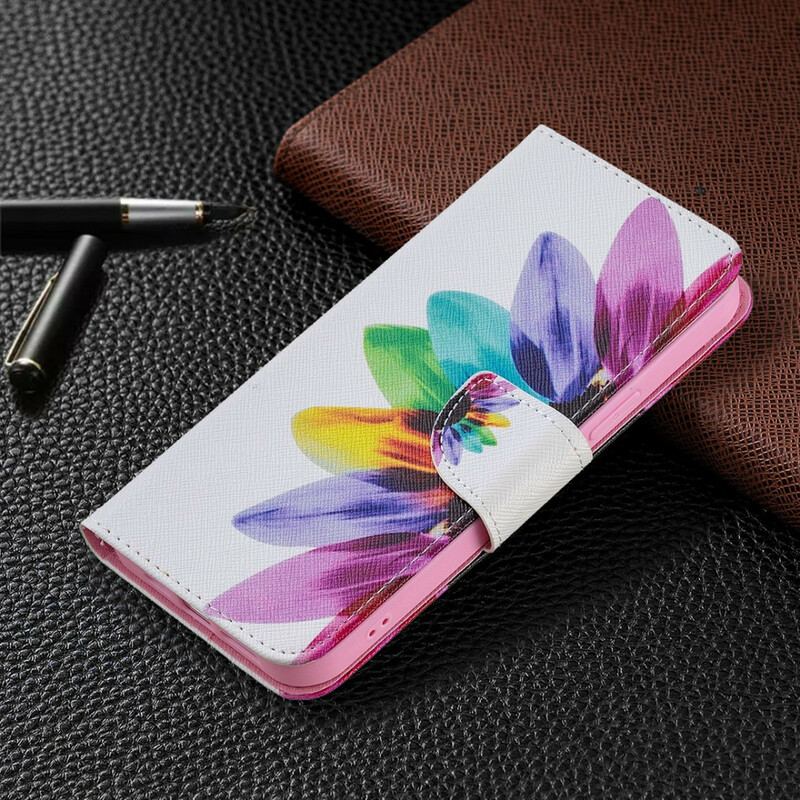 Capa Flip Para iPhone 13 Pro Max Flor Aquarela