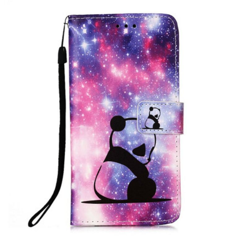 Capa Flip Para iPhone 13 Pro Max Galáxia Panda