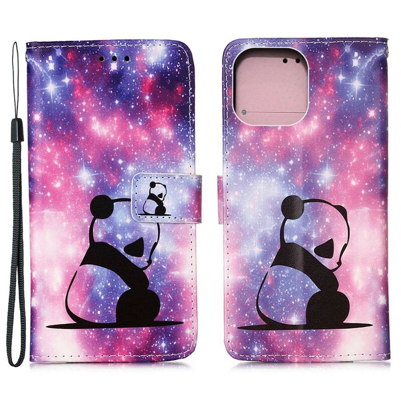 Capa Flip Para iPhone 13 Pro Max Galáxia Panda