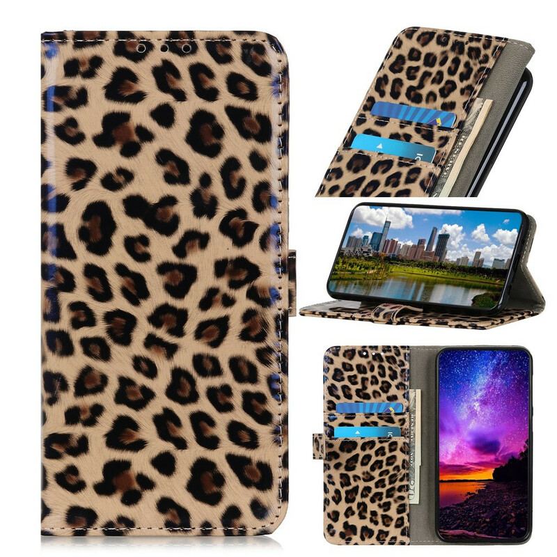 Capa Flip Para iPhone 13 Pro Max Leopardo Simples