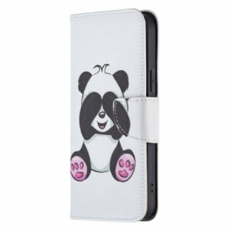 Capa Flip Para iPhone 13 Pro Max Panda Divertido