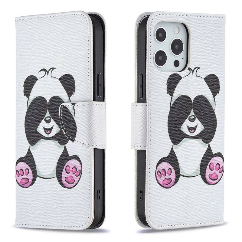 Capa Flip Para iPhone 13 Pro Max Panda Divertido