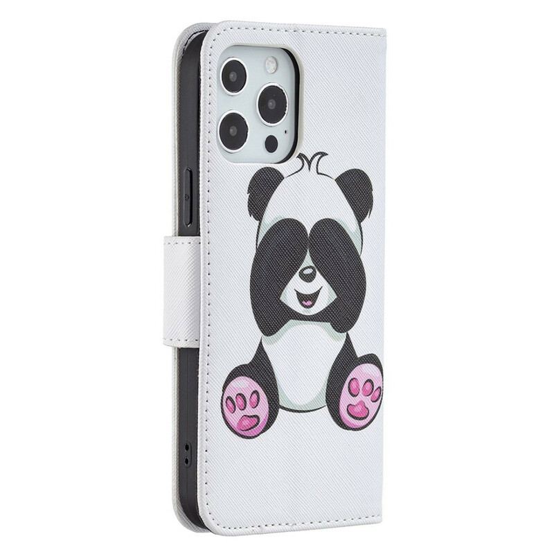 Capa Flip Para iPhone 13 Pro Max Panda Divertido