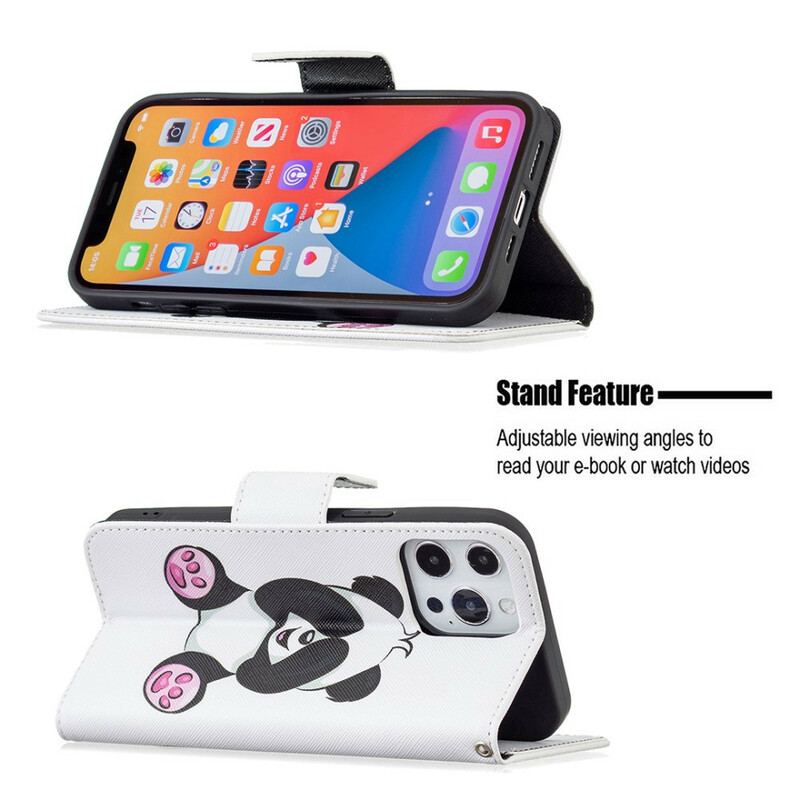 Capa Flip Para iPhone 13 Pro Max Panda Divertido