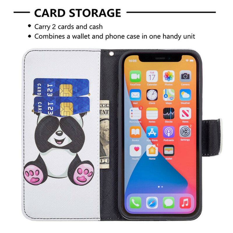 Capa Flip Para iPhone 13 Pro Max Panda Divertido