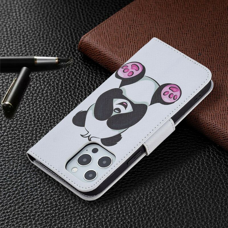 Capa Flip Para iPhone 13 Pro Max Panda Divertido