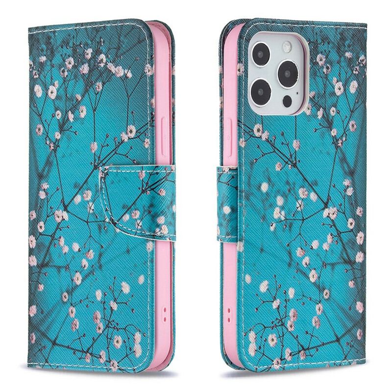 Capa Flip Para iPhone 13 Pro Max Ramo Florido