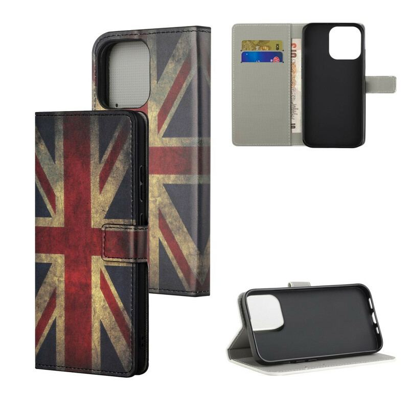 Capa Folio Para iPhone 13 Pro Max Bandeira Da Inglaterra