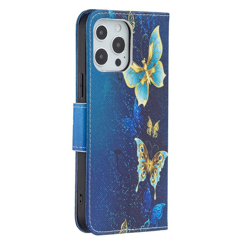 Capa Folio Para iPhone 13 Pro Max Borboletas Incríveis