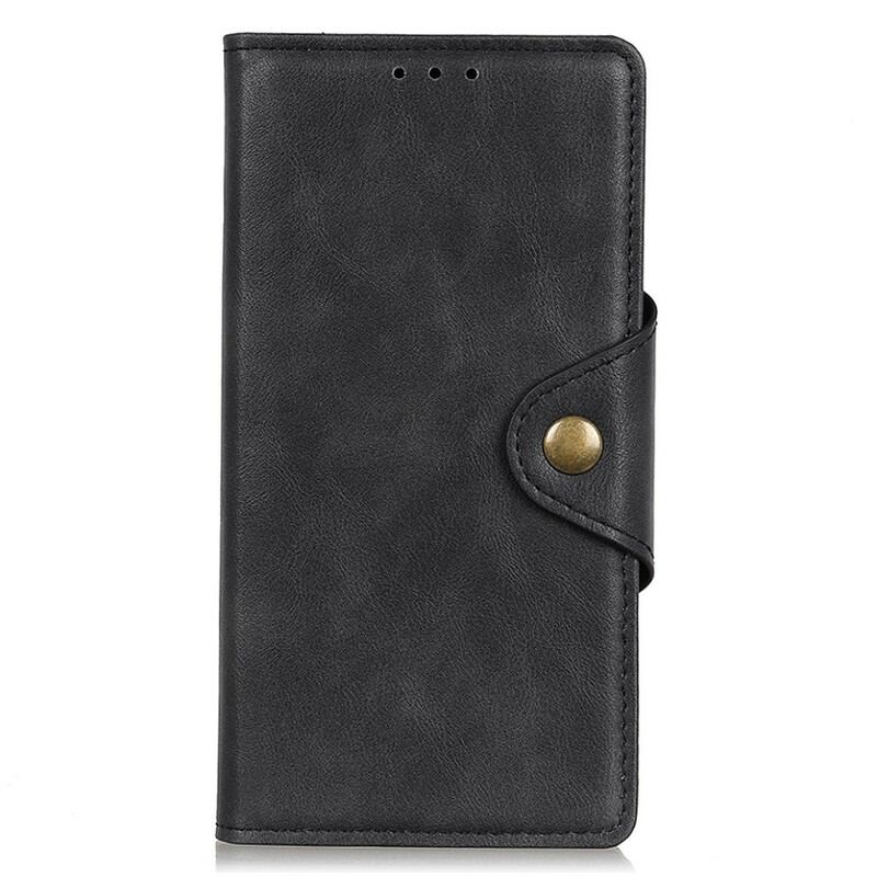 Capa Folio Para iPhone 13 Pro Max Botão De Couro Falso