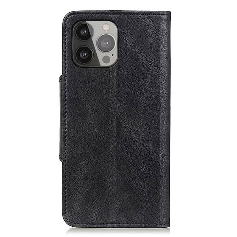 Capa Folio Para iPhone 13 Pro Max Botão De Couro Falso