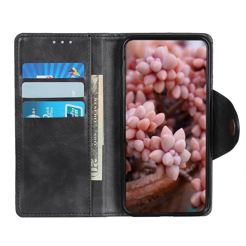 Capa Folio Para iPhone 13 Pro Max Botão De Couro Falso