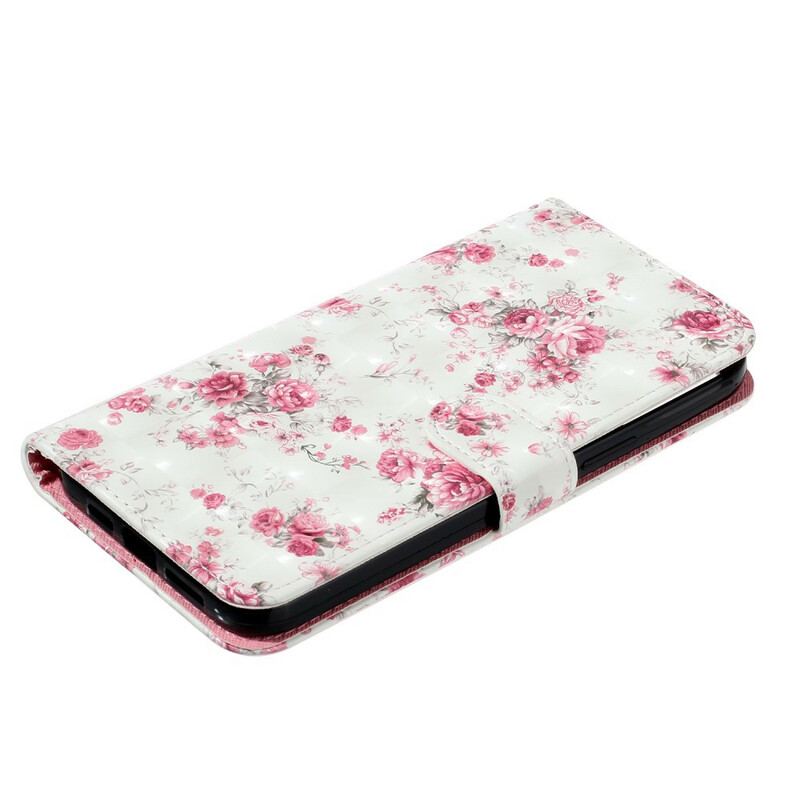 Capa Folio Para iPhone 13 Pro Max De Cordão Strap Light Spot Flowers