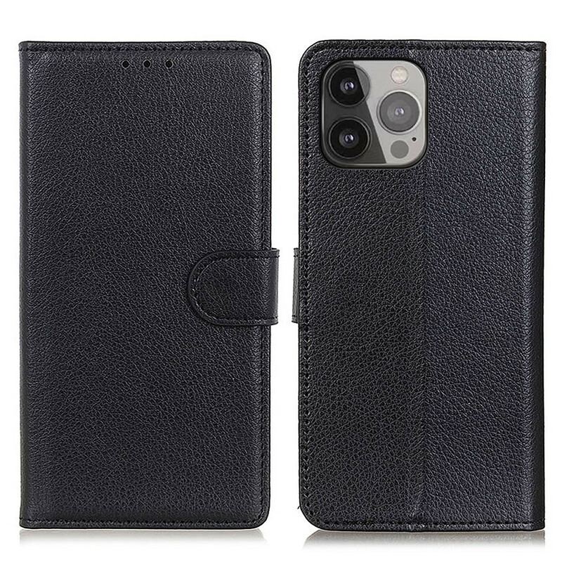 Capa Folio Para iPhone 13 Pro Max Couro Falso Tradicional