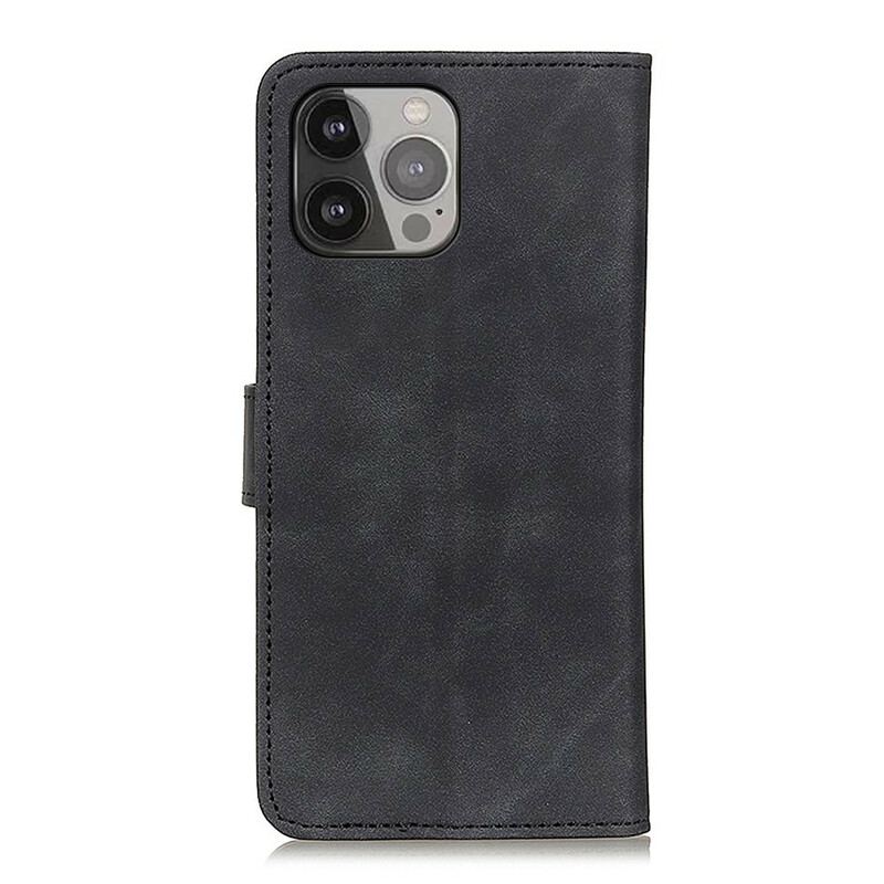 Capa Folio Para iPhone 13 Pro Max Efeito Couro Vintage Fosco Khazneh