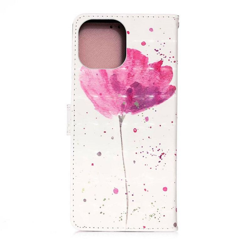 Capa Capa Folio Para iPhone 13 Pro Max Papoula Aquarela