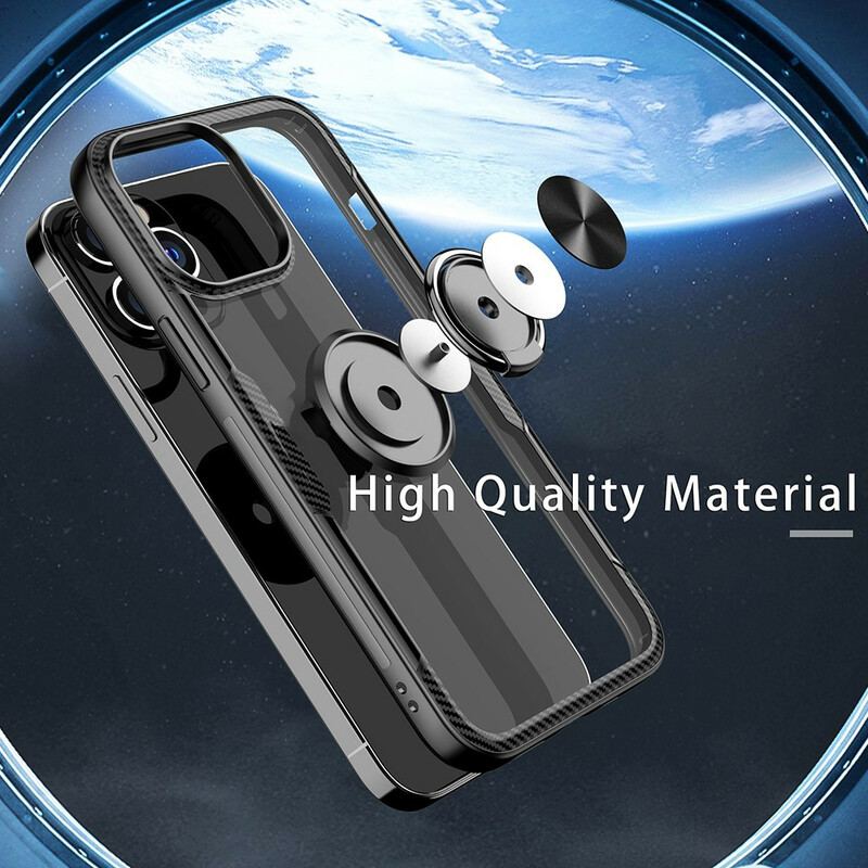 Capa Para iPhone 13 Pro Max Anel De Metal De Fibra De Carbono