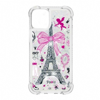 Capa Para iPhone 13 Pro Max As Lantejoulas Da Torre Eiffel