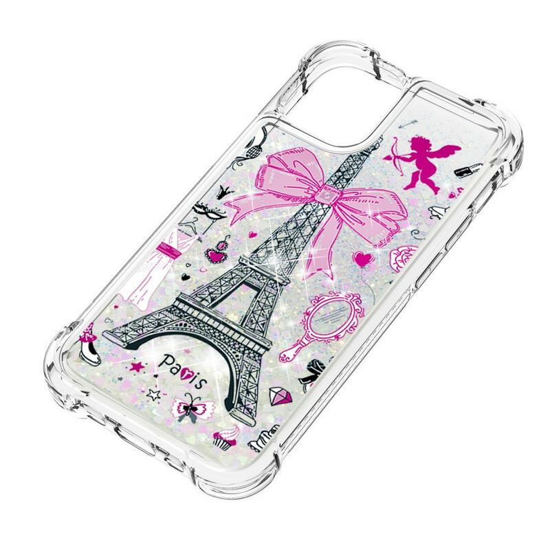 Capa Para iPhone 13 Pro Max As Lantejoulas Da Torre Eiffel