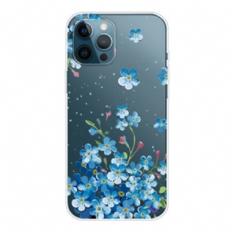 Capa Para iPhone 13 Pro Max Buquê De Flores Azuis