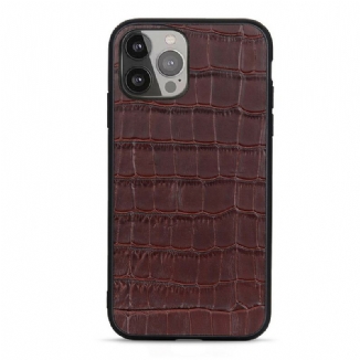 Capa Para iPhone 13 Pro Max Couro Genuíno Com Textura De Crocodilo