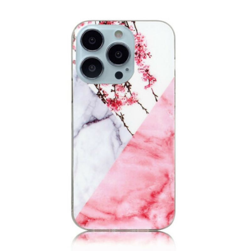 Capa Para iPhone 13 Pro Max Flor De Ameixa Marmorizada