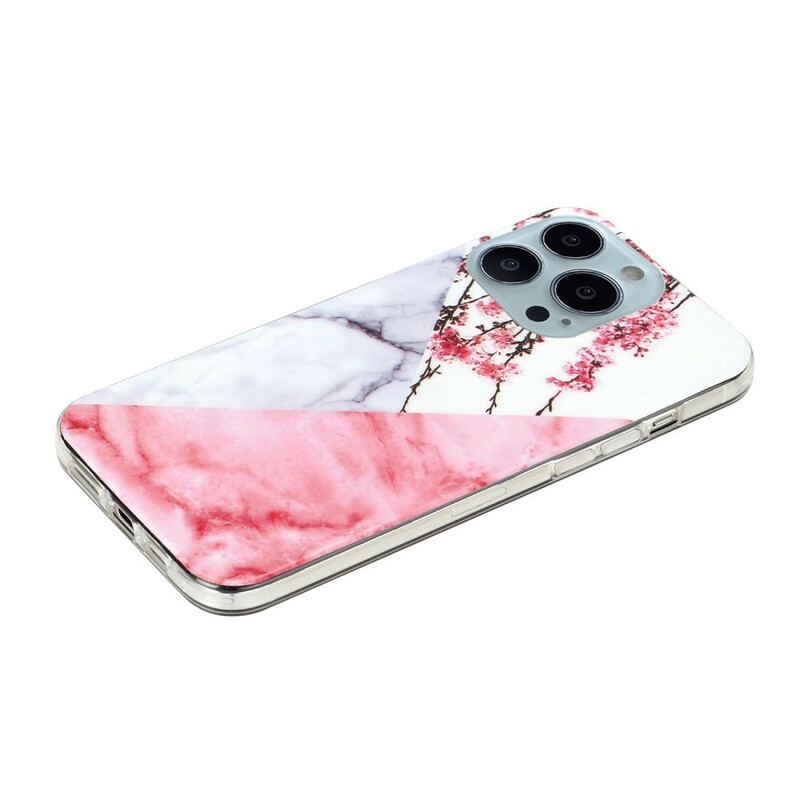 Capa Para iPhone 13 Pro Max Flor De Ameixa Marmorizada