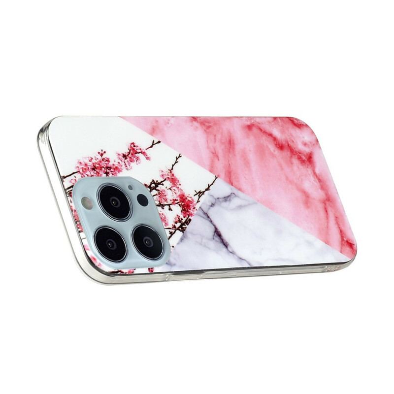 Capa Para iPhone 13 Pro Max Flor De Ameixa Marmorizada