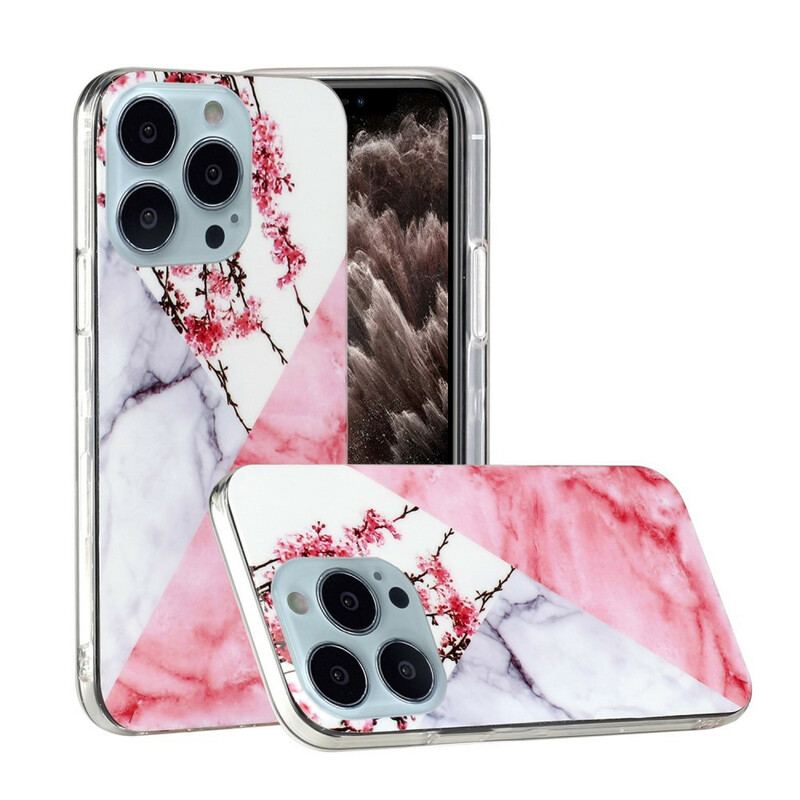 Capa Para iPhone 13 Pro Max Flor De Ameixa Marmorizada