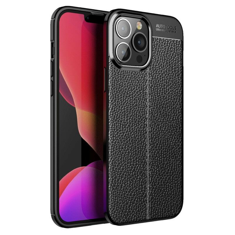 Capa Para iPhone 13 Pro Max Linha Dupla Efeito Couro Litchi