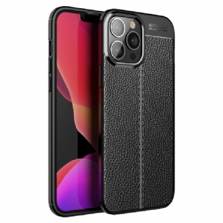 Capa Para iPhone 13 Pro Max Linha Dupla Efeito Couro Litchi