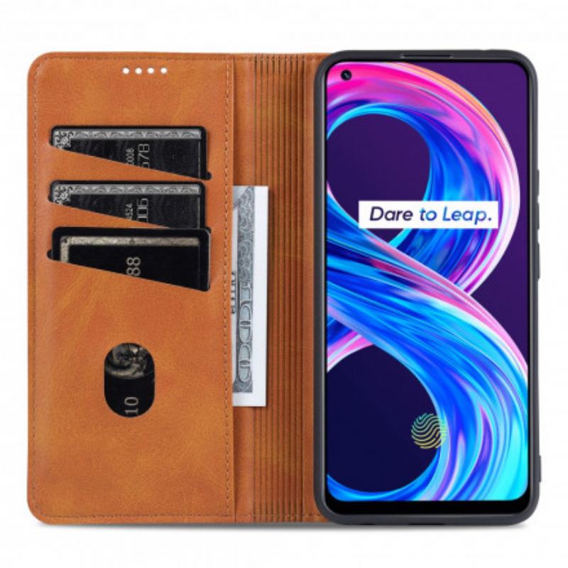 Capa De Celular Para Realme 8 / 8 Pro Flip Estilo De Couro Azns