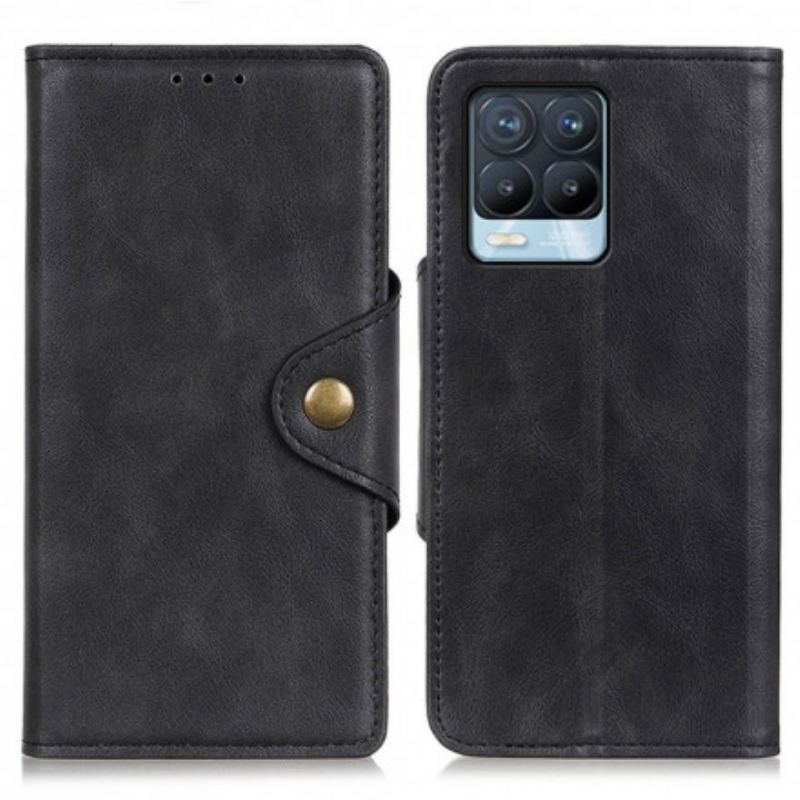 Capa Flip Para Realme 8 / 8 Pro Botão Decorativo De Couro Sintético