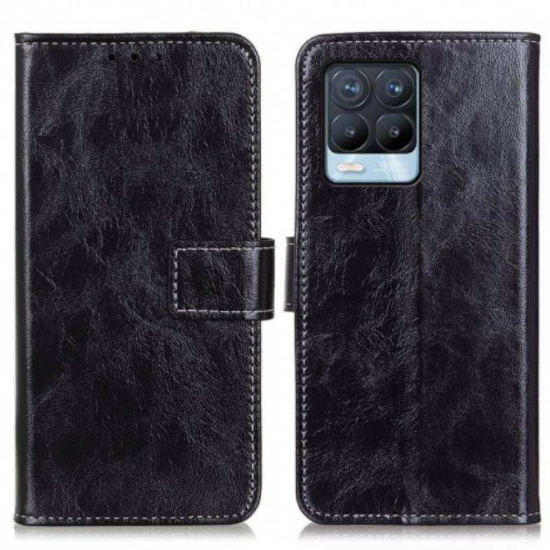 Capa Flip Para Realme 8 / 8 Pro Costuras Brilhantes E Expostas