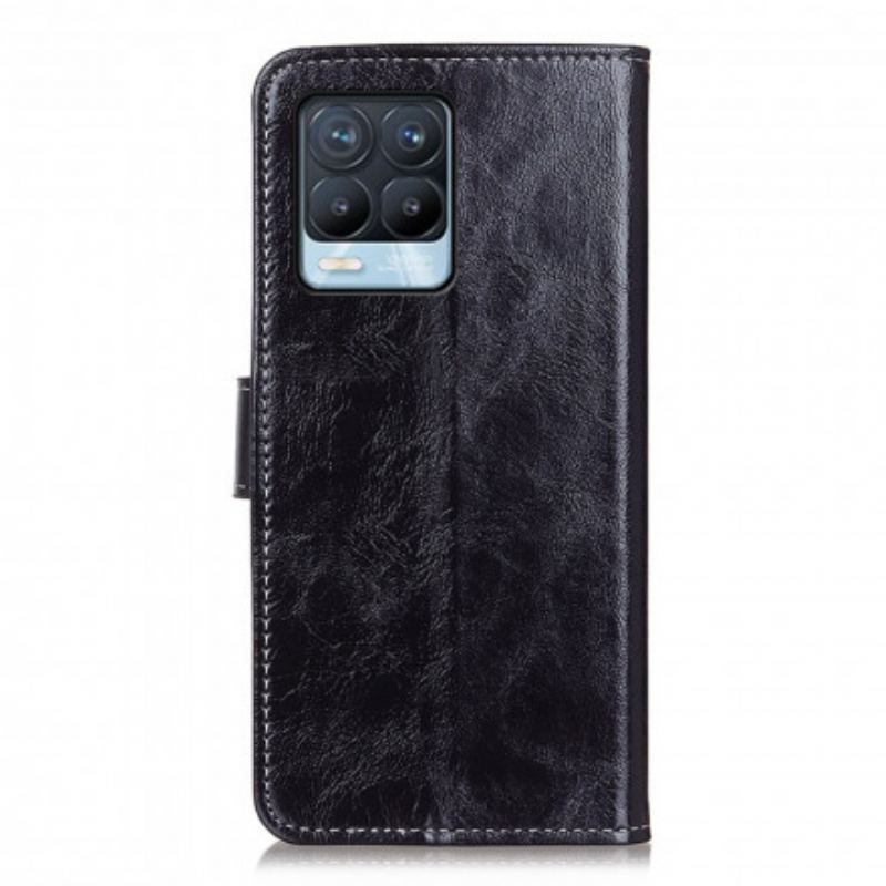 Capa Flip Para Realme 8 / 8 Pro Costuras Brilhantes E Expostas