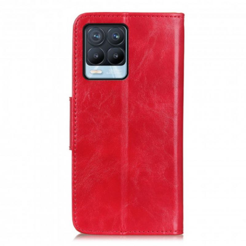 Capa Flip Para Realme 8 / 8 Pro Couro Dividido Retrô