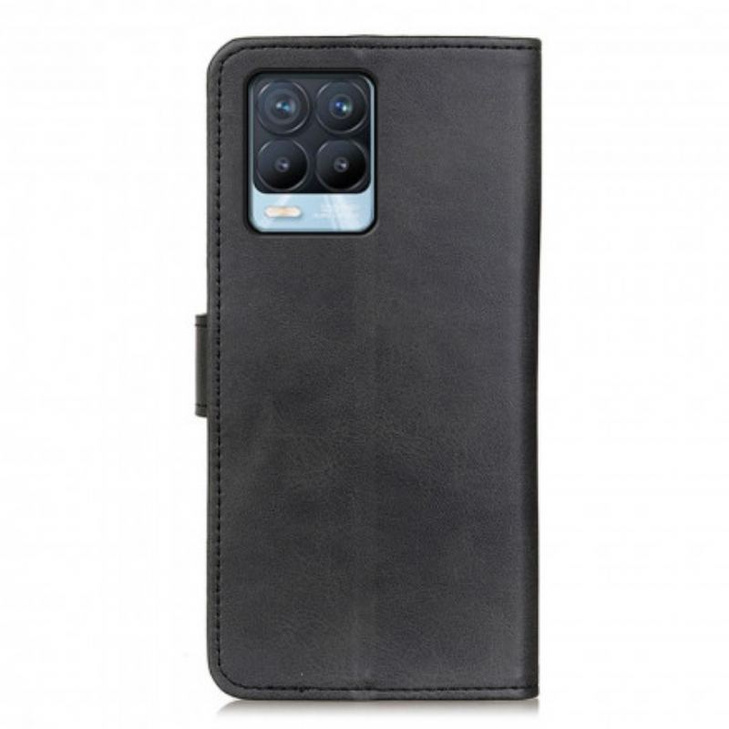 Capa Flip Para Realme 8 / 8 Pro Efeito De Couro Fosco Retrô