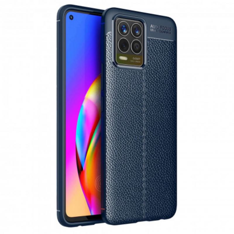 Capa Para Realme 8 / 8 Pro Linha Dupla Efeito Couro Litchi