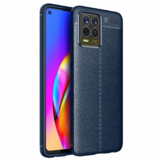 Capa Para Realme 8 / 8 Pro Linha Dupla Efeito Couro Litchi