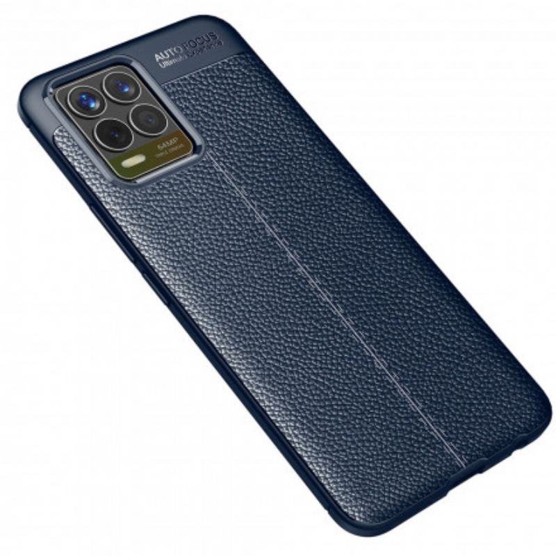 Capa Para Realme 8 / 8 Pro Linha Dupla Efeito Couro Litchi