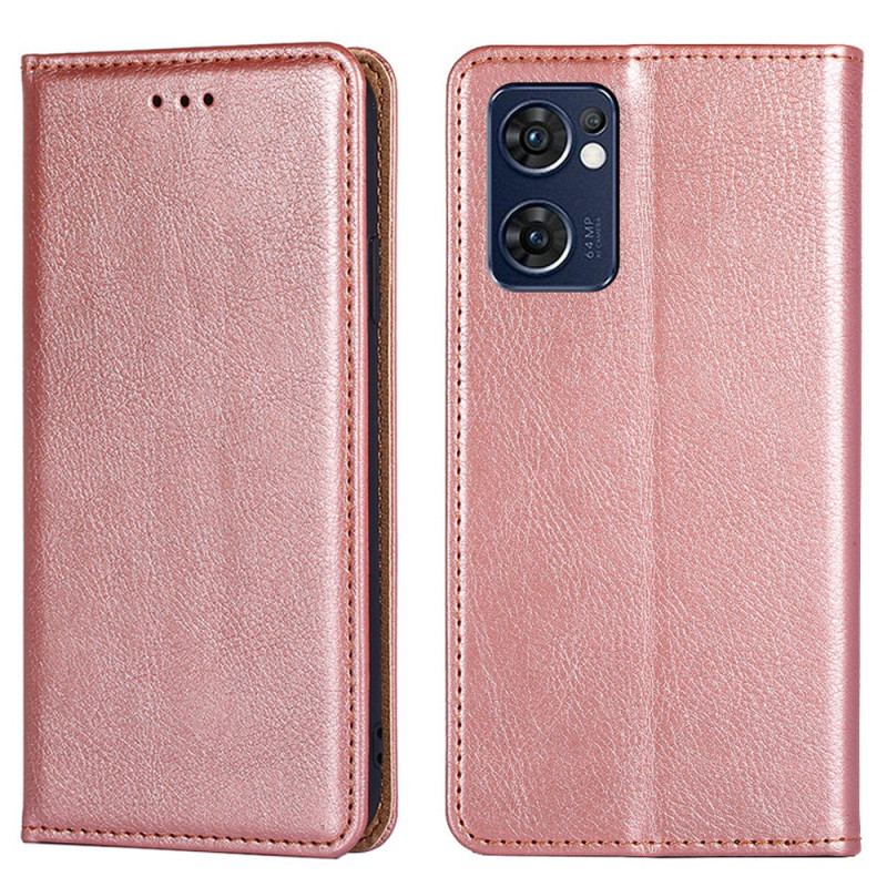 Capa De Celular Para Oppo Find X5 Lite Flip Costura De Couro Falso