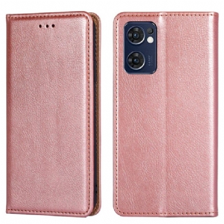 Capa De Celular Para Oppo Find X5 Lite Flip Costura De Couro Falso