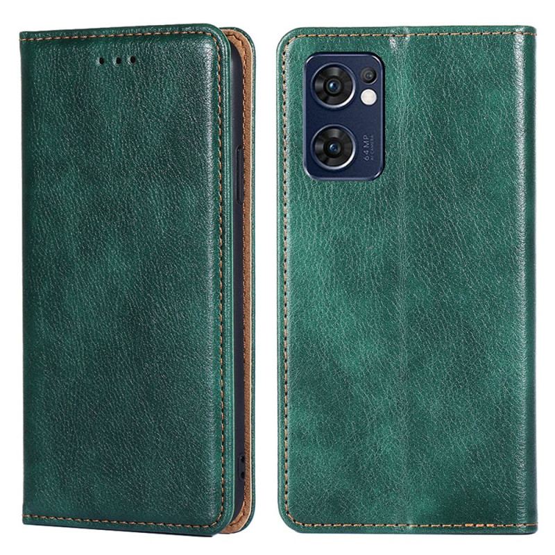 Capa De Celular Para Oppo Find X5 Lite Flip Costura De Couro Falso