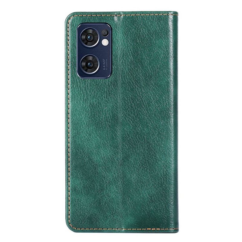 Capa De Celular Para Oppo Find X5 Lite Flip Costura De Couro Falso