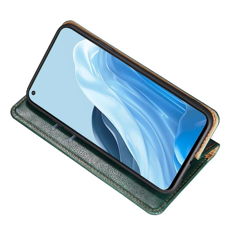 Capa De Celular Para Oppo Find X5 Lite Flip Costura De Couro Falso