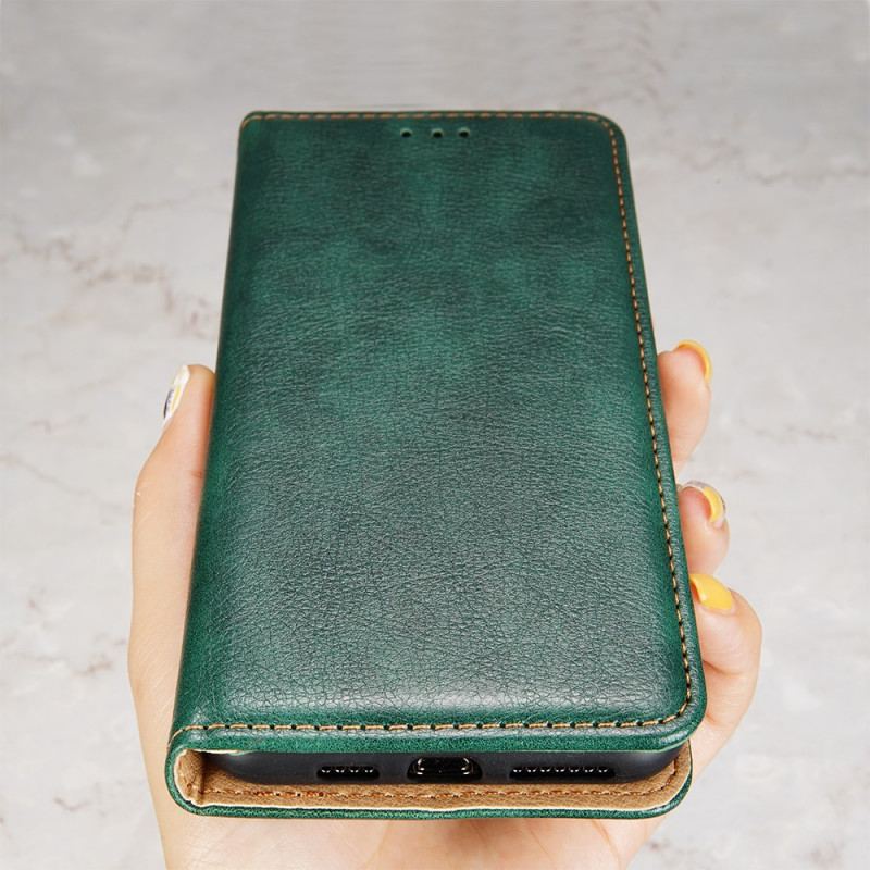 Capa De Celular Para Oppo Find X5 Lite Flip Costura De Couro Falso